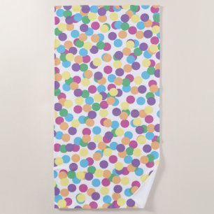 Colourful Polka-Dots Fun Pattern Beach Towel