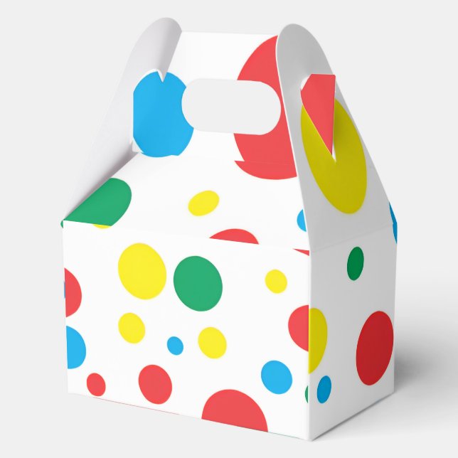 Colourful Polka Dots Handled Favour Box Package (Front)