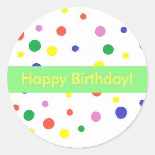 Colourful Polka Dots Happy Birthday Stickers