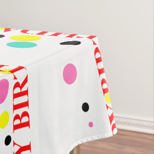 Colourful Polka Dots Happy Birthday Tablecloth