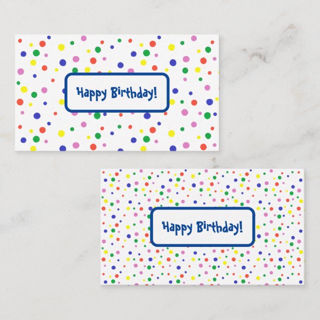 Colourful Polka Dots, Happy Birthday Tags (Front/Back)
