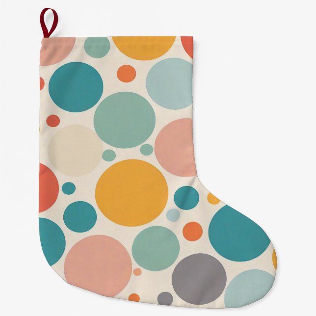 Colourful Polka Dots Large Christmas Stocking (Front)
