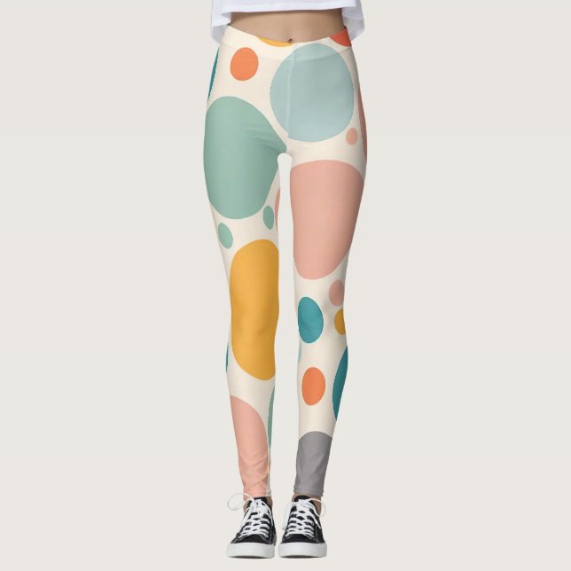 Colourful Polka Dots Leggings (Front)