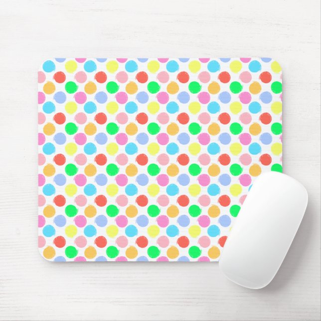 Colourful Polka Dots Mouse Pad (With Mouse)