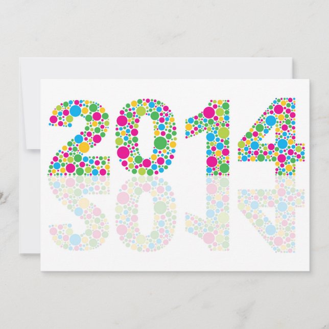 Colourful Polka Dots New Year 2014 Invitation (Front)
