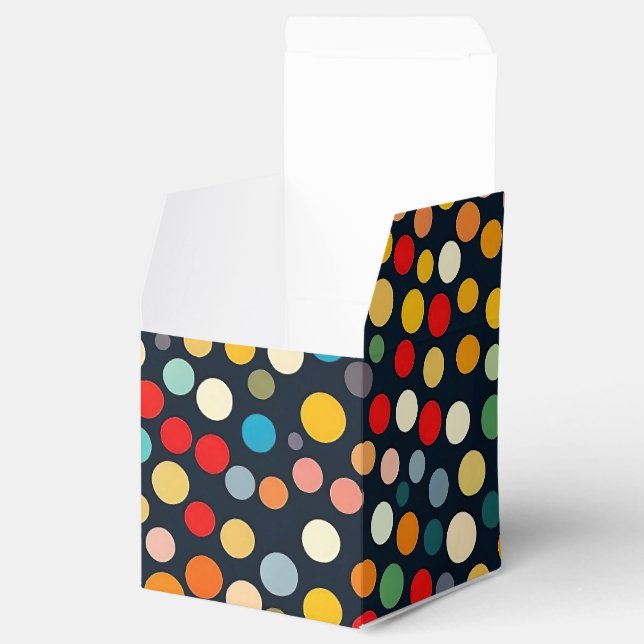 Colourful Polka Dots on Dark Background Favour Box (Opened)