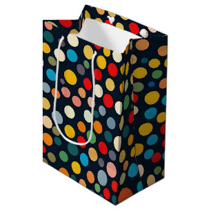 Colourful Polka Dots on Dark Background Medium Gift Bag