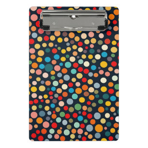 Colourful Polka Dots on Dark Background Mini Clipboard