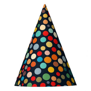 Colourful Polka Dots on Dark Background Party Hat