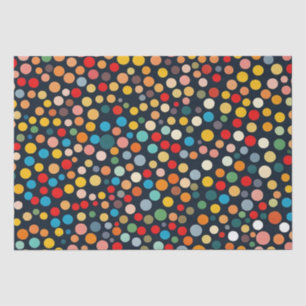 Colourful Polka Dots on Dark Background Tissue Paper