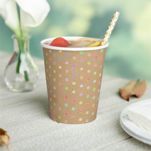 Colourful Polka Dots On Faux Kraft Paper Backgroun Cups