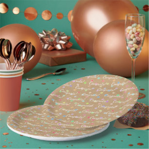 Colourful Polka Dots On Faux Kraft Paper Backgroun Paper Plate