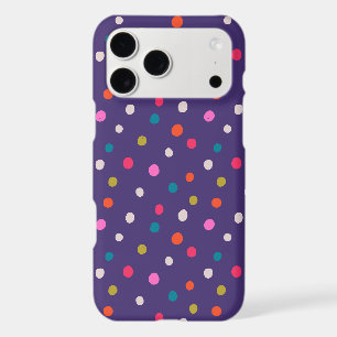 Colourful Polka Dots on Navy Blue Seamless Pattern