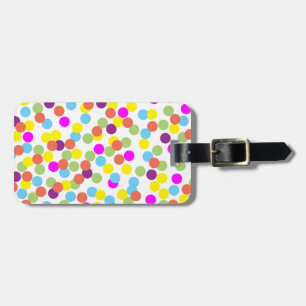 Colourful Polka-Dots on White Luggage Tag