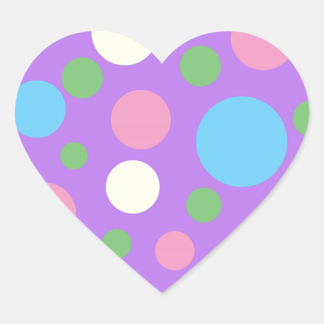 Colourful polka dots pattern heart sticker (Front)