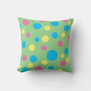Colourful polka dots pattern throw pillow