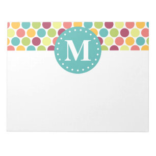 Colourful Polka Dots Pattern with Monogram Notepad