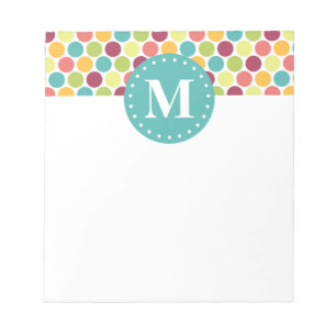 Colourful Polka Dots Pattern with Monogram Notepad