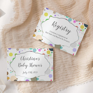 Colourful Polka Dots Registry Baby Shower Info Enclosure Card