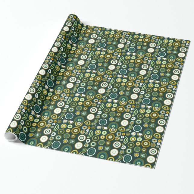 Colourful Polka Dots Retro Pattern 3 Wrapping Paper (Unrolled)