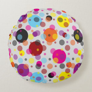 Colourful Polka Dots Round Cushion