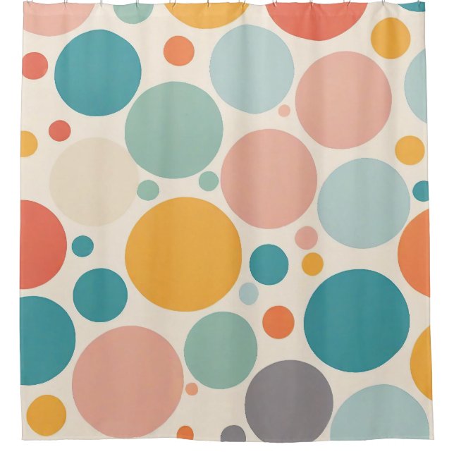 Colourful Polka Dots Shower Curtain (Front)