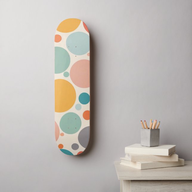 Colourful Polka Dots Skateboard (Wall Art)