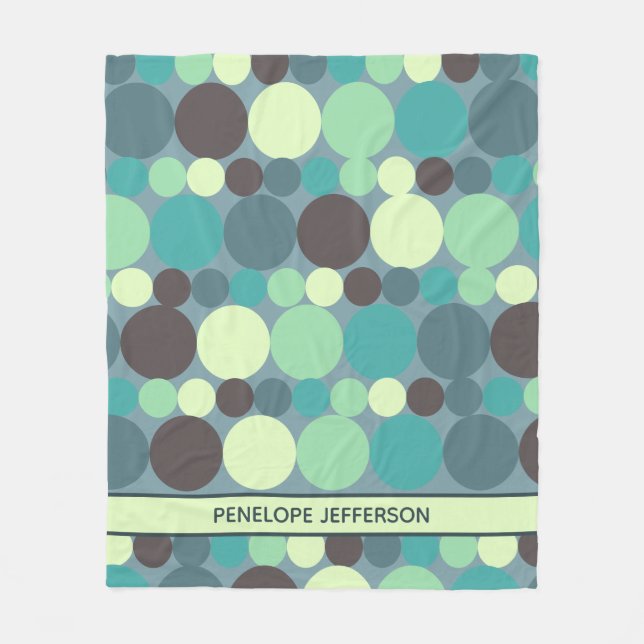 Colourful Polka Dots Stripe Simple Personalised Fleece Blanket (Front)