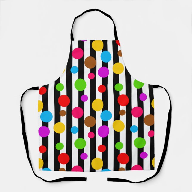 Colourful Polka Dots Stripes Apron (Front)