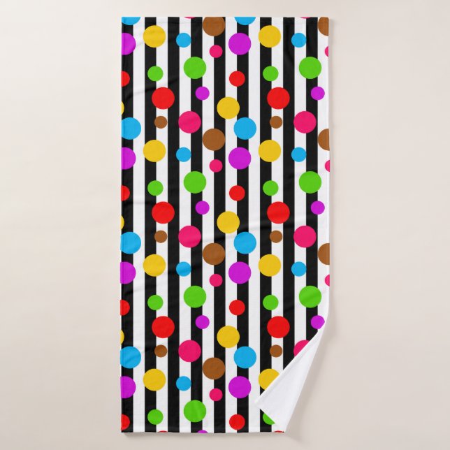 Colourful Polka Dots Stripes Bath Towel (Bath Towel)