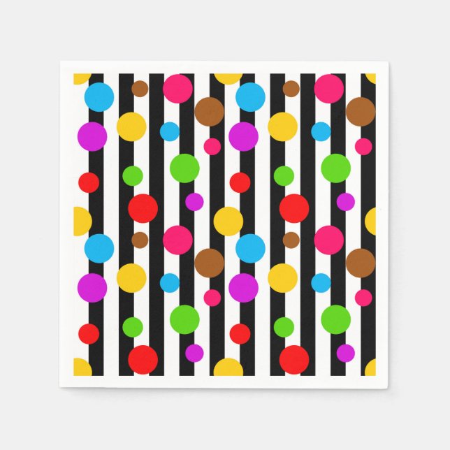 Colourful Polka Dots Stripes Napkin (Front)