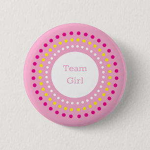 Colourful Polka Dots Team Girl Gender Reveal Party 6 Cm Round Badge