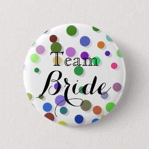 Colourful Polka Dots Wedding Team Bride 6 Cm Round Badge