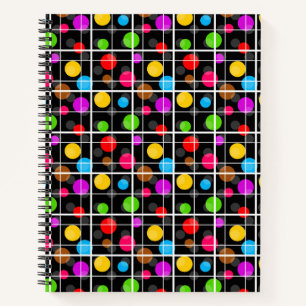 Colourful Polka Dots Windowpane Pattern Design Notebook