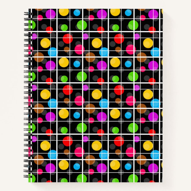 Colourful Polka Dots Windowpane Pattern Design  Notebook (Front)