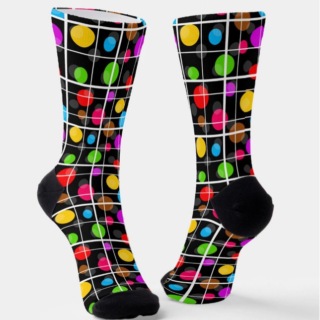 Colourful Polka Dots Windowpane Pattern Design  Socks (Creator Uploaded)