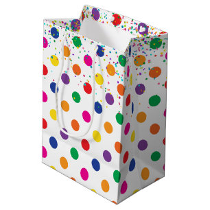 Colourful Polka Dots With Party Confetti Medium Gift Bag