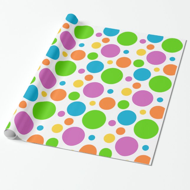 Colourful Polka Dots Wrapping Paper (Unrolled)