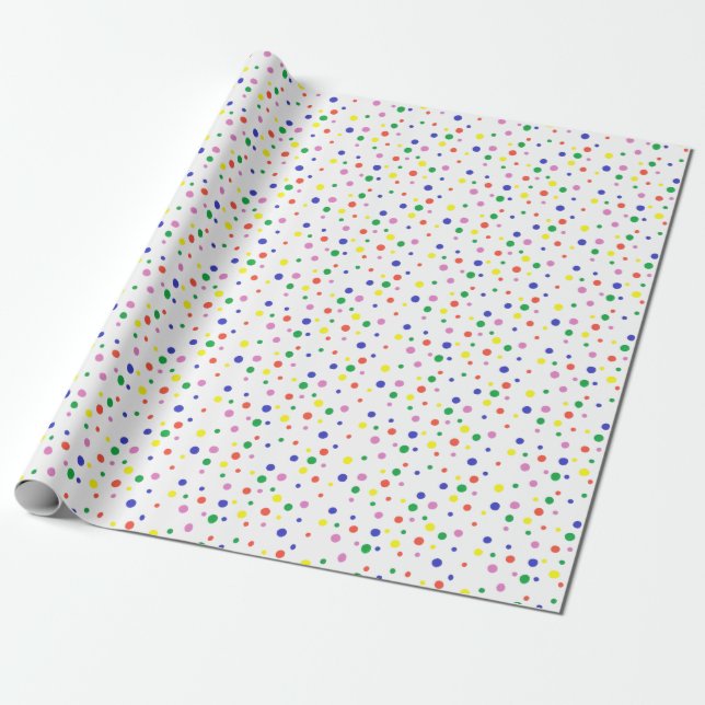 Colourful Polka Dots Wrapping Paper (Unrolled)