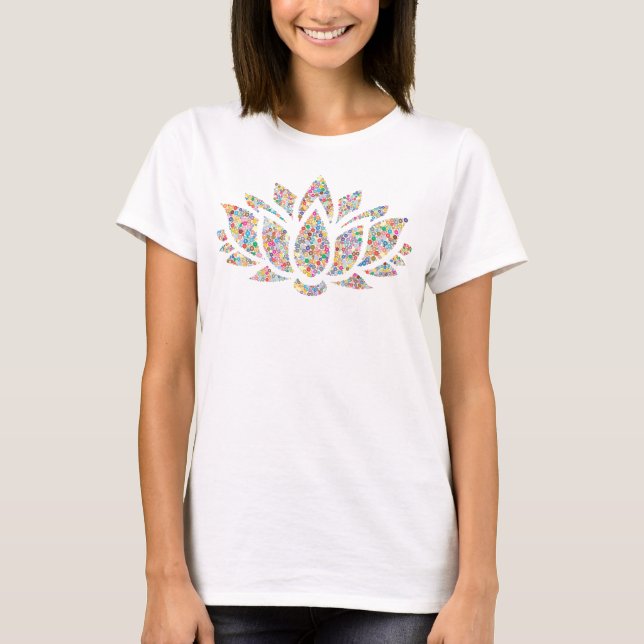 Colourful Polka-dotted Lotus Blossom T-Shirt (Front)