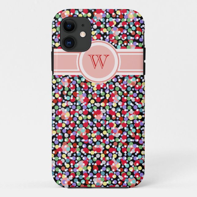 colourful polkadots pattern girly monogram Case-Mate iPhone case (Back)