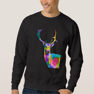 Colourful polygon animal deer art sweatshirt
