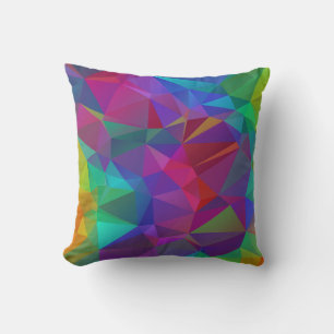 Colourful Polygonal Mosaic Pattern Cushion