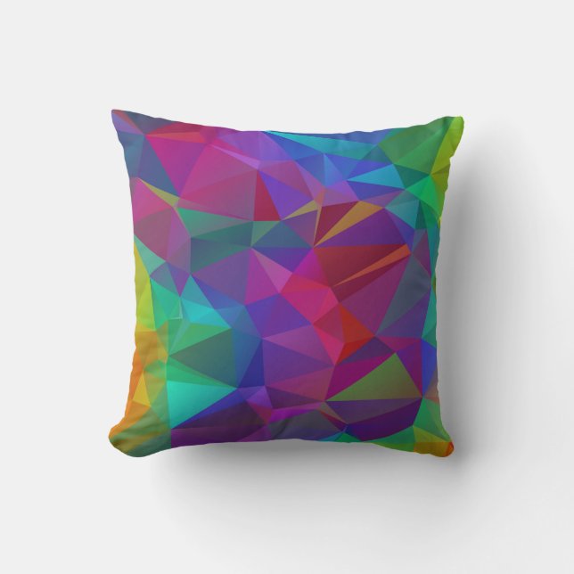 Colourful Polygonal Mosaic Pattern Cushion (Front)