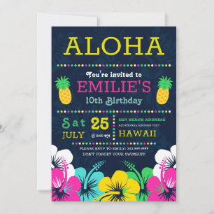 Colourful Polynesian birthday party invite