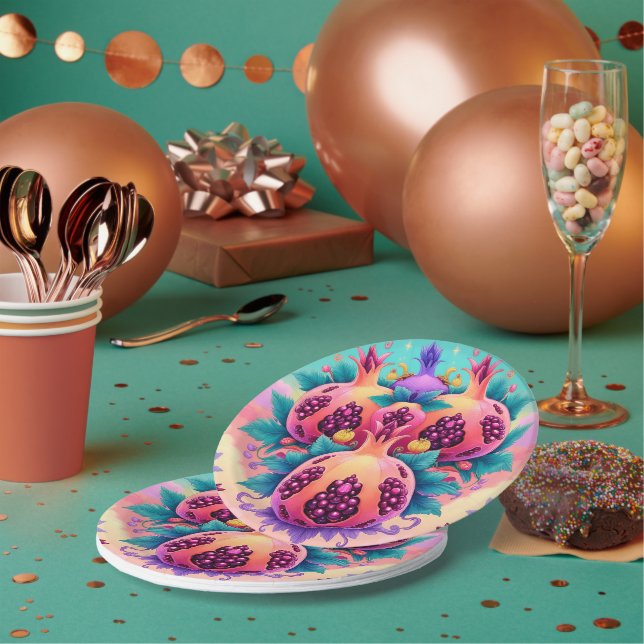 Colourful Pomegranate Paper Plate (Multi)