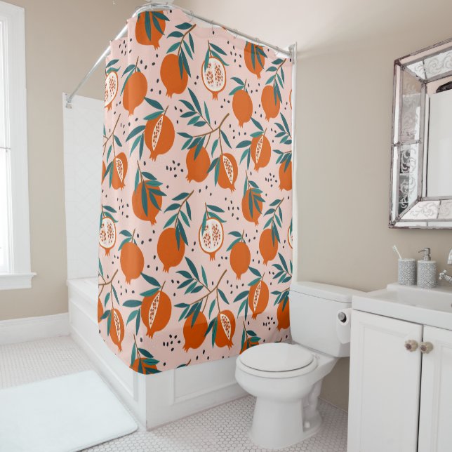 Colourful Pomegranate Pattern Shower Curtain (In Situ)