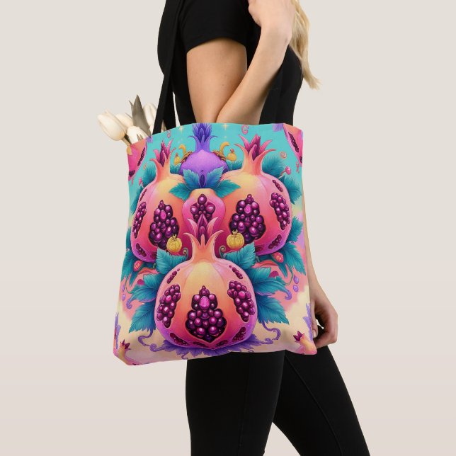 Colourful Pomegranate Tote Bag (Close Up)