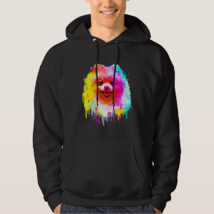 Colourful Pomeranian Hand Drawn Painting Art Hoodie