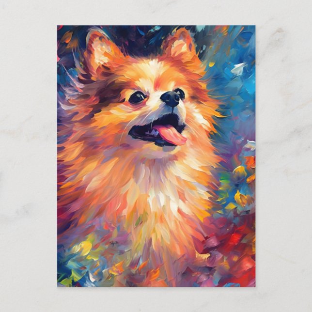 Colourful Pomeranian Postcard (Front)